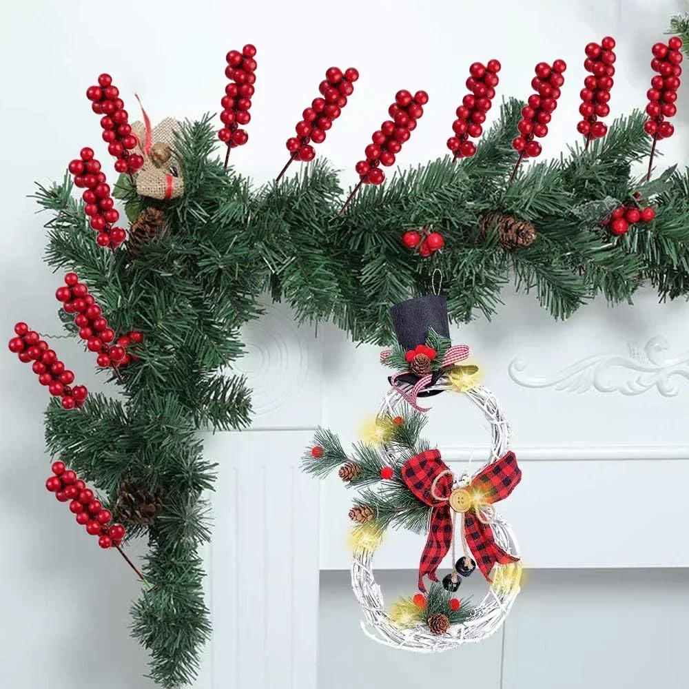 Description Picture 6 of item30/1Pcs Christmas Simulation Red Berries Artificial Holly Berry Stamen Fake Plants DIY Wreath Ornaments Xmas Party Home Decor