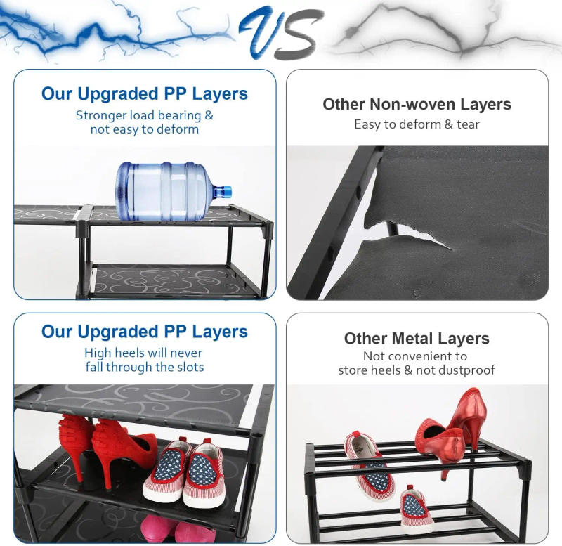 Description Picture 6 of item9-Tier Large Tall Shoe Rack with Covers 40-46 Pairs, Sneaker Rack Organizer Shoes Cabinet Closed Shelves Shoe Stand Holder for G