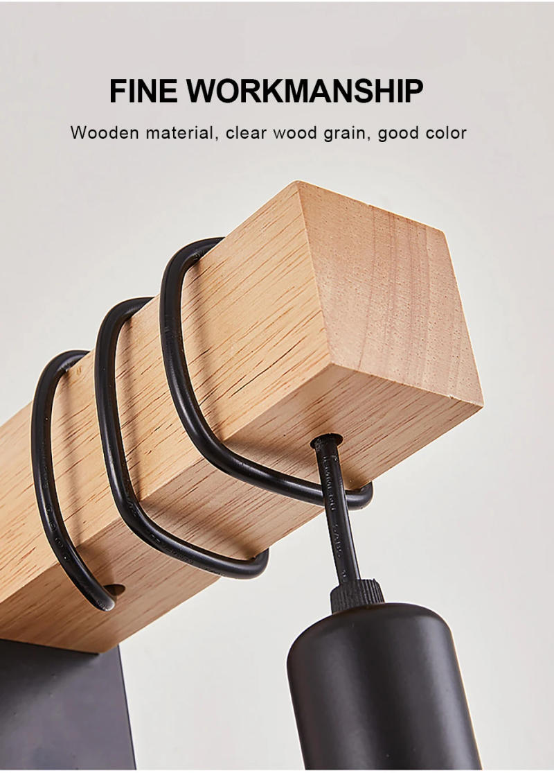 Description Picture 5 of itemRetro Wood Wall Lamp Vintage Sconce Wall Lights Fixture E27 Indoor Home Decor Dining Room Bedside Lamp Bedroom Lighting