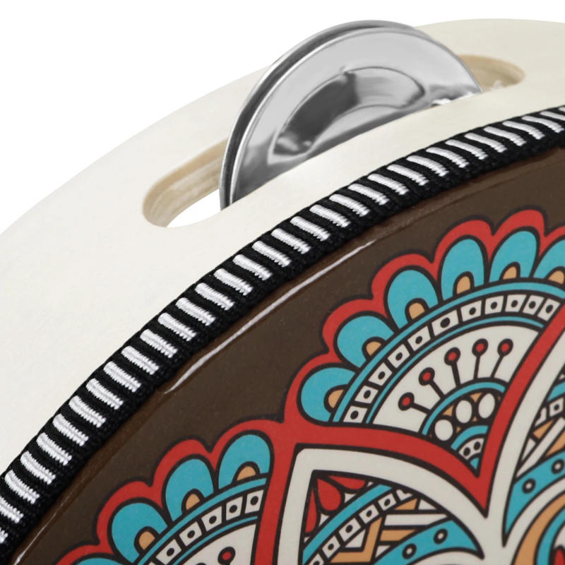 Description Picture 6 of itemIRIN 8Inch Single Row Ancient Style Hand Drum Early Education Tambourine Drum Musical Instruments Solid Wood Drum Rings Handbell