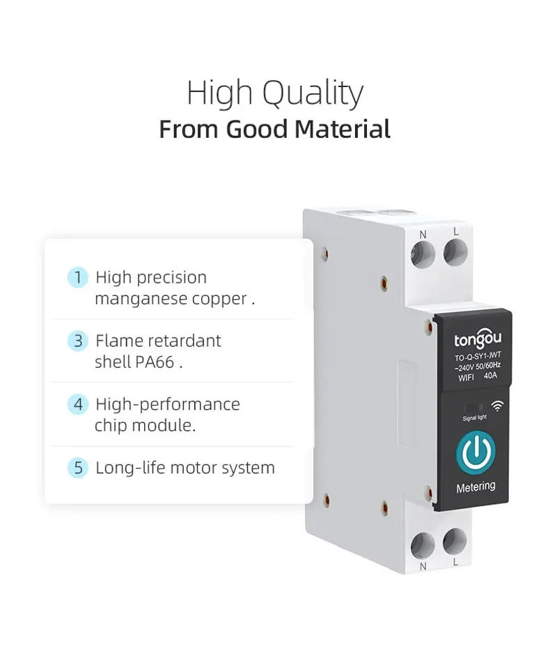 Description Picture 5 of itemTuya WiFi Smart Circuit Breaker 1P 63A DIN Rail for Smart Home Wireless Remote Control WiFi Switch by APP TONGOU Free Shipping