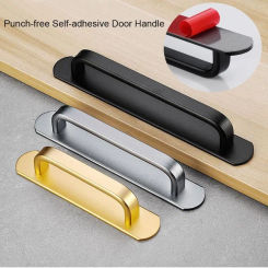 New Aluminium Alloy Door Handle Self-Adhesive Hardware Door Knob Punch-free Multifunctional Door Handlebar Kitchen