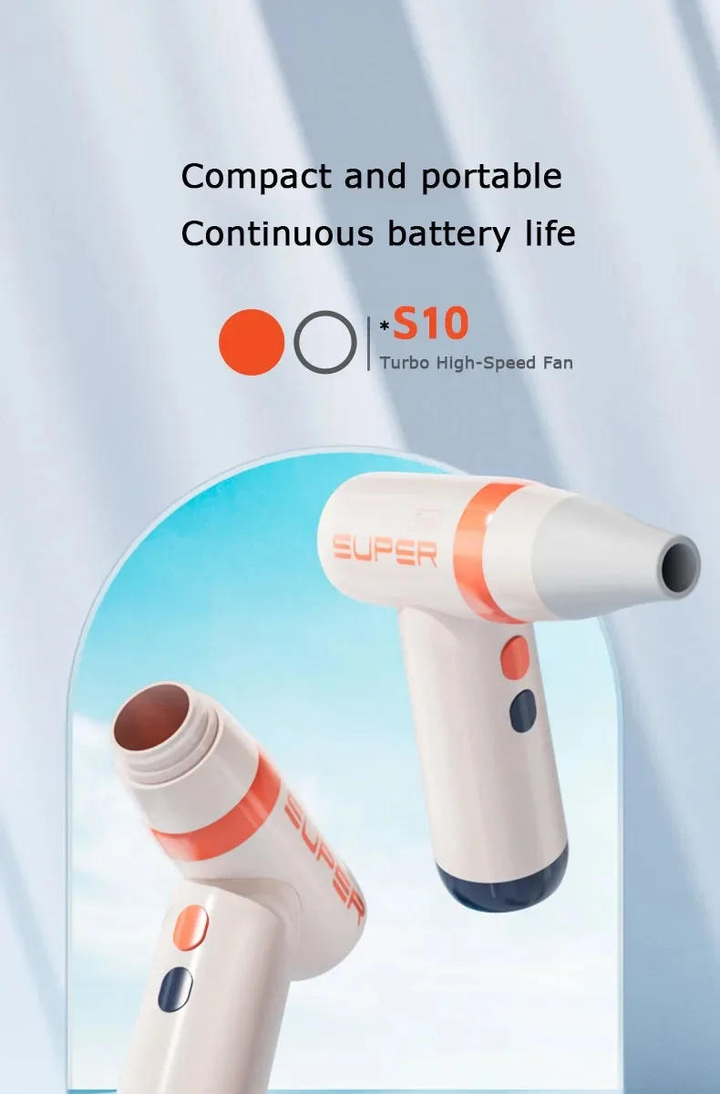 Description Picture 2 of itemWireless Handheld Power Fan Mini Hair Dryer USB Charging Portable Hair Dryer Household Appliance Dusting Outdoor Inflatable