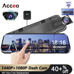Acceo Mirror Camera for Car Touch Screen Video Recorder Rearview Mirror Dash Cam Support Rear View Camera Mirror DVR Black Box