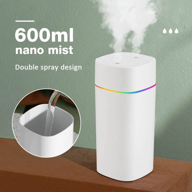 Description Picture 2 of item600ML Air Humidifier Double Spray Port Essential Oil Aromatherapy Humificador Cool Mist Maker Fogger Purify for Home Office