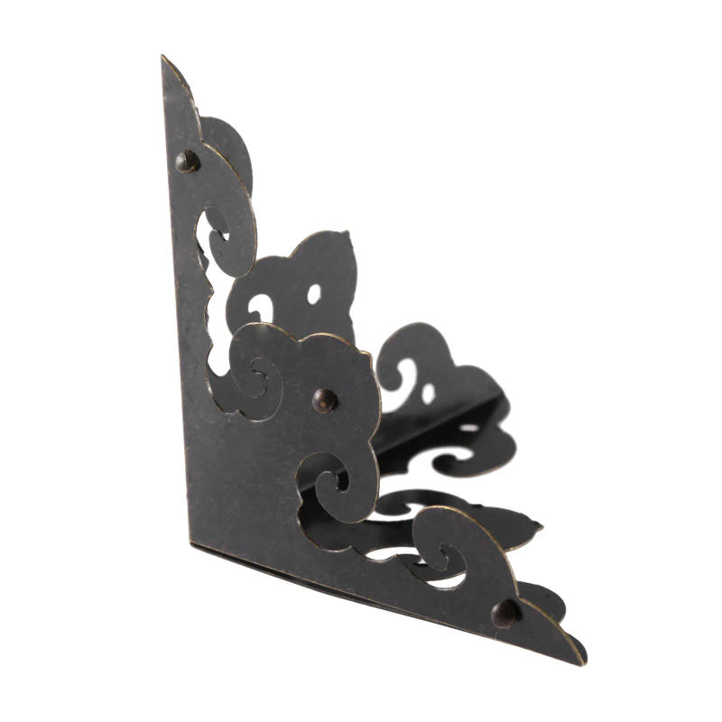 Description Picture 5 of item8 Pcs Antique Bronze Wood Box Feet Leg Corner Protector Guard Metal Crafts Decorative Bracket Furniture Fittings with Screws