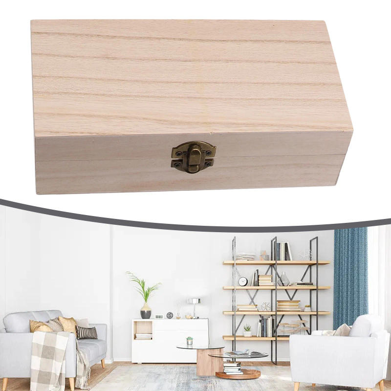 Description Picture 4 of itemRectangular Wooden Storage Box Retro Buckle Wooden Box Clamshell Wooden Gift Box For Jewelry Necklace Bracelet Rings Packing Box