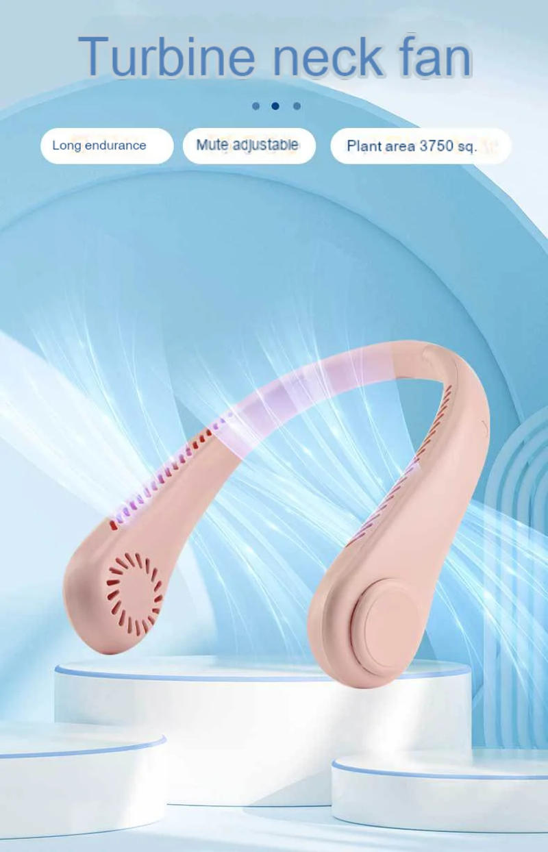 Description Picture 6 of item2024 New Mini Portable Hanging Neck Fan Rechargeable Bladeless Turbo Ultra Quiet Student Hand Held Fan Outdoor Sports Travel