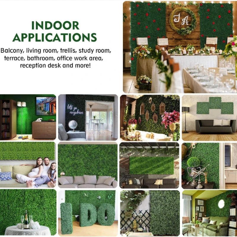 Description Picture 3 of itemArtificial Plants Grass Wall Backdrop Decoration Boxwood Hedge Panels for Indoor Outdoor Home Garden Balcony Decor Wedding Party