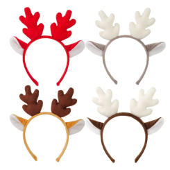 Chirtsmas Headband Deer Horn Headwear Elk Head Band Merry Christmas Dress Up Flannel Elk Ear Horn Headband New Year Hairband