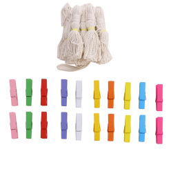 Hanging Photo Display With Log Color Wooden Bead String Photo Storage Tassel String Hemp Rope Bead String Clip Home Decoration