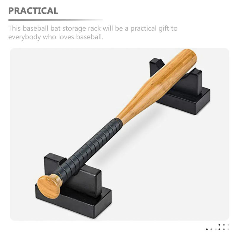 Description Picture 3 of item2 Pcs Baseball Bat Display Stand Mini Wooden Holder Implements Stick Holders Ice Hockey Rack Accessories Bats for