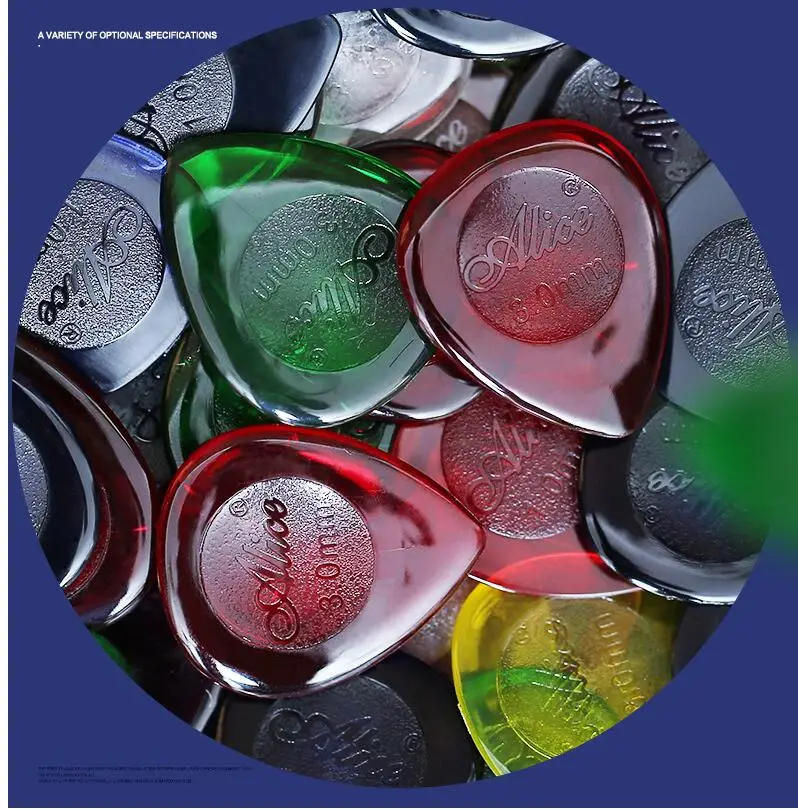 Description Picture 2 of item100pcs Alice Guitar Bass Picks AP-100JS Durable Clear Pure Color Plectrum 1.0 2.0 3.0 Mixed Small Size with Guitar Pick Case Box