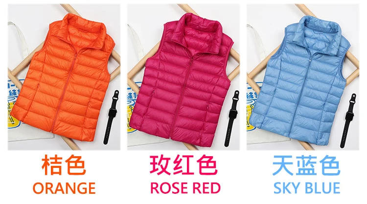 Description Picture 4 of itemFashion Autumn Stand Collar Duck Down Vest Women Elegant Solid Simple Zipper Coats Casual Warm Vests Ladies White Duck Down Vest