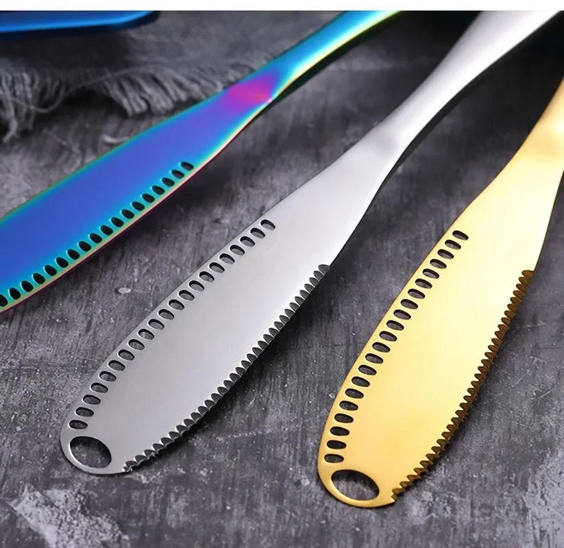 Description Picture 3 of itemStainless Steel Butter Knife Rose Gold Cheese Dessert Jam Spreaders Cream Knifes Utensil Cheese Spatula Cutlery Dessert Tools