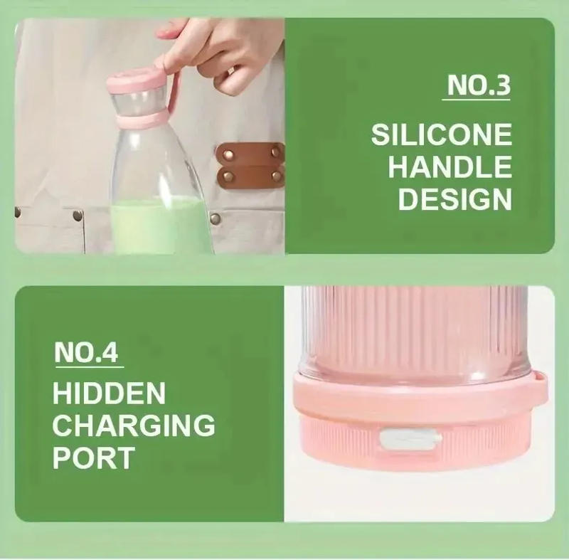 Description Picture 5 of itemElectric Juicer Cup 6 Blades Blender Milkshake Machine USB Portable Fruit Milk Mixing Tool Mini Fresh Juice Blender Sport Bottl