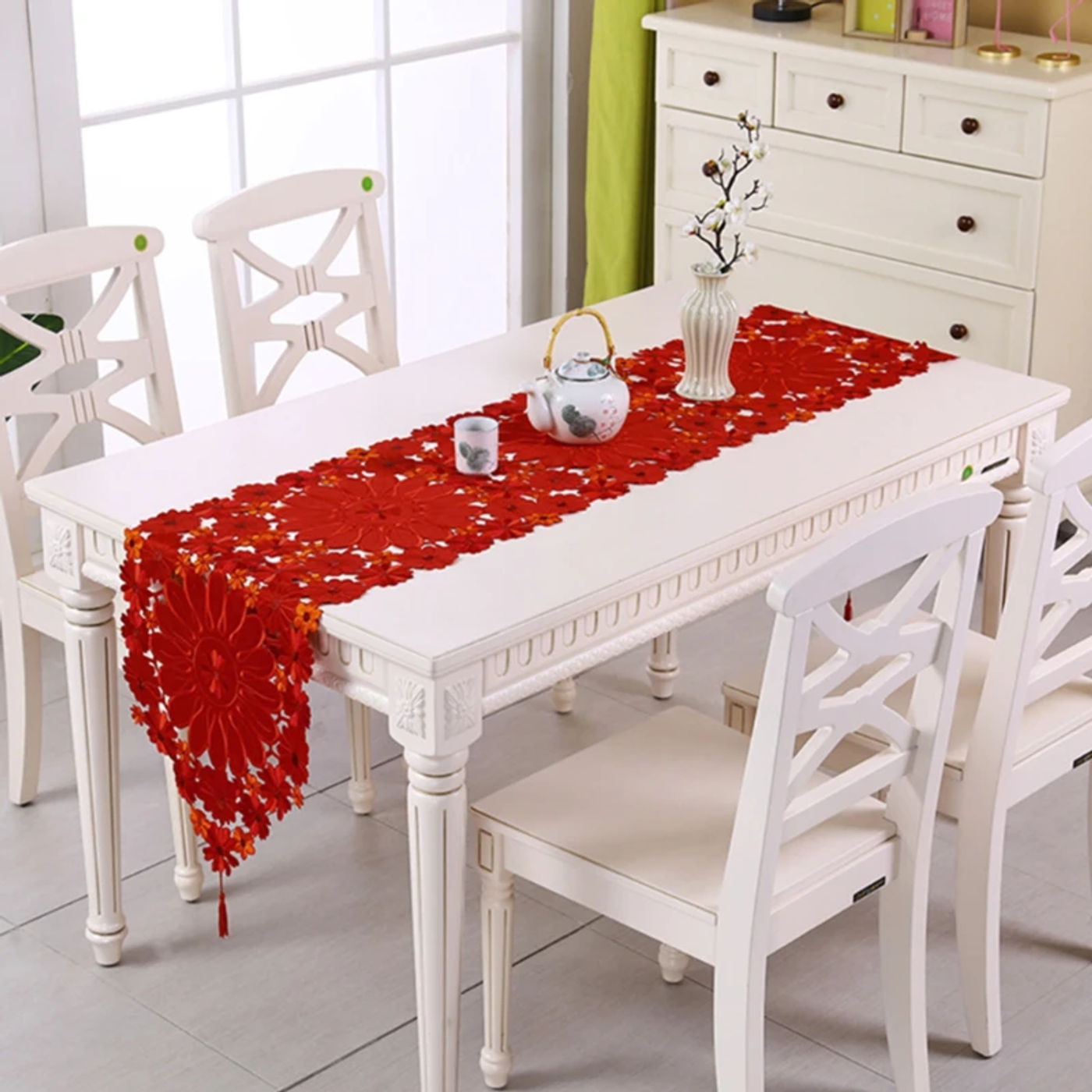 Description Picture 5 of itemTable Runner Embroidered Christmas Dining Table Centerpiece Decoration Xmas New Year Home Kitchen Party Decor