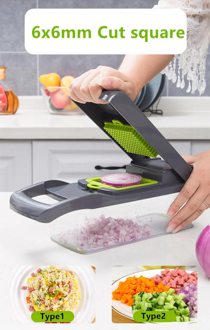 Description Picture 6 of item14 In 1 Multifunctional Vegetable Chopper, Cutter Vegetable Dicer Slicer Cutter Mandoline Onion Chopper For Onion Potato Tomato