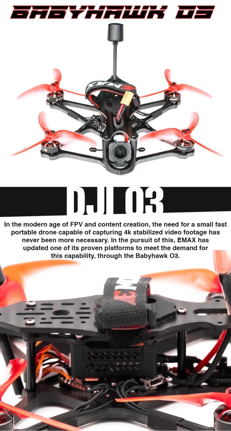 Description Picture 2 of itemEmax Babyhawk O3 Air Unit 3.5inch 155mm 4S Betaflight ELRS FPV Drone 4K HD Camera ECO1404-3700KV Motor F4 Flight Control Gift