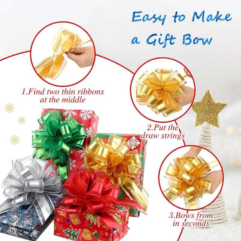 Description Picture 3 of item10PCS 6Inch Large Pull Bows Ribbon DIY Gift Packaging Christmas Valentine Day Birthday Gift Packaging Wedding Party Decoration