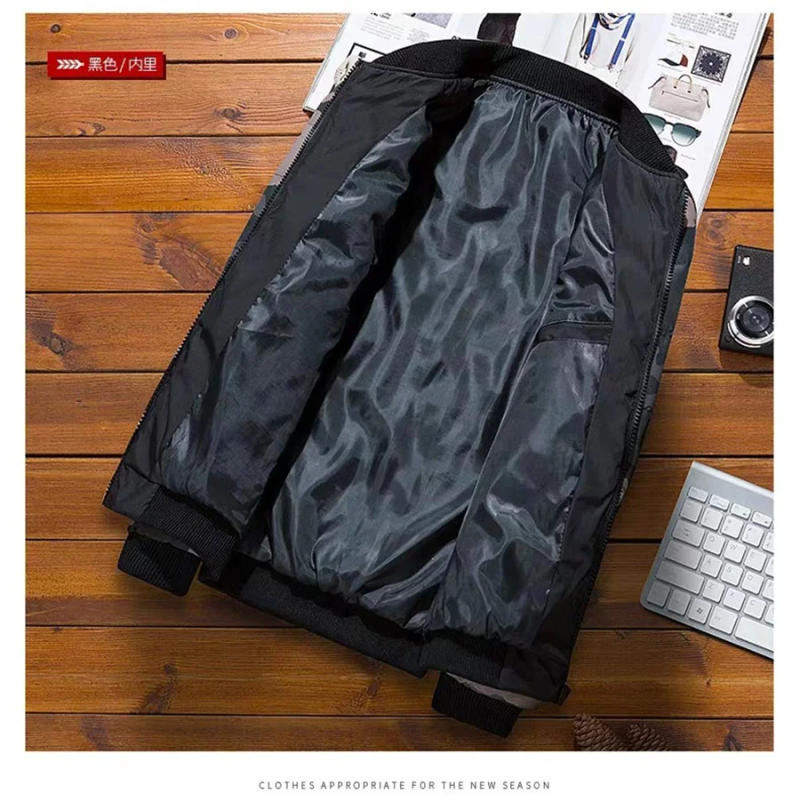 Description Picture 6 of item2024 New Men's Autumn Winter Baseball Jacket Outerwear Clothing Camouflage Bomber Coat Men Padded Slim Fit Warm Parkas Big Size