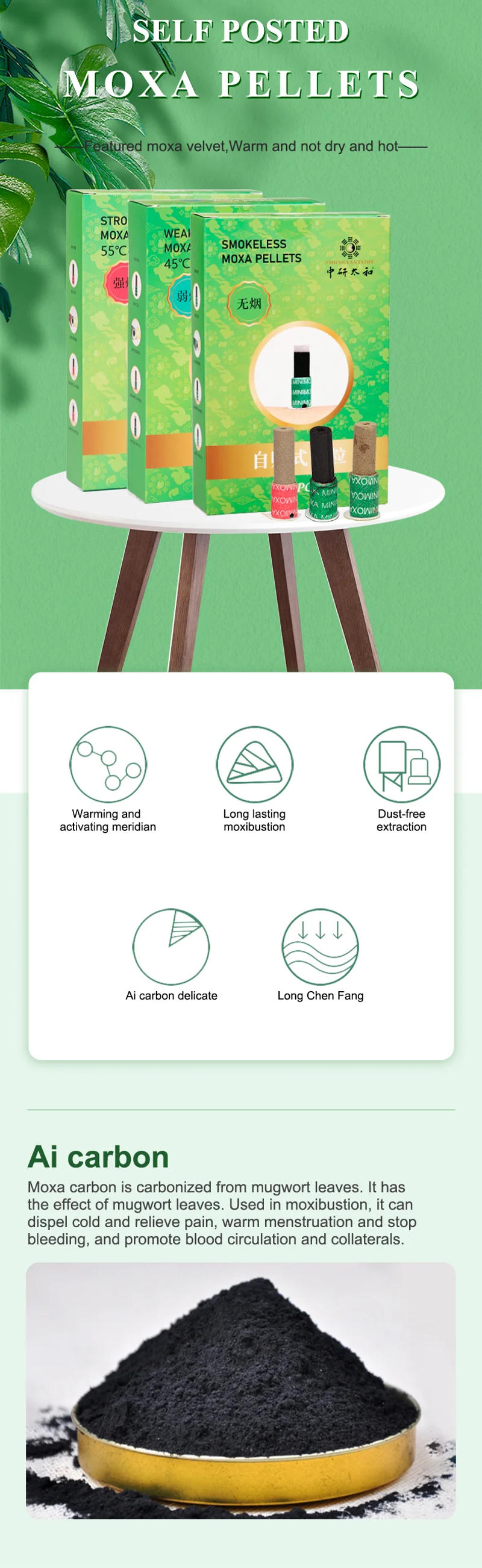 Description Picture 2 of item180 Pcs Mini Moxa Tube Self-Stick Tube Self Stick Chinese Moxibustion Sticker Therapy Heating Acupuntura Point