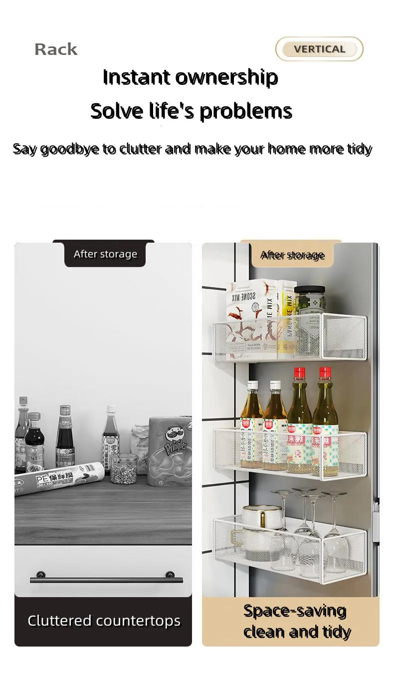 Description Picture 4 of itemHome Refrigerator Shelf Side Storage Magnetic Artifact Side Side Hanging Basket Basket Box Supplies Household Summary Holder