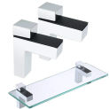 2pcs Glass Shelf Brackets Adjustable Clamp Glass Shelf Support Plate Holder Bracket Bathroom Wall Mount Support Fixed Clamp