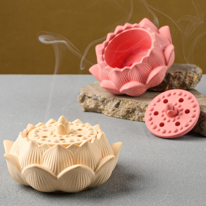 Description Picture 5 of itemLotu Incense Burner Silicone Mold DIY Flower Shape Plaster Resin Storage Box Molds Candle Jar Craft Making Home Decor Vase Mould
