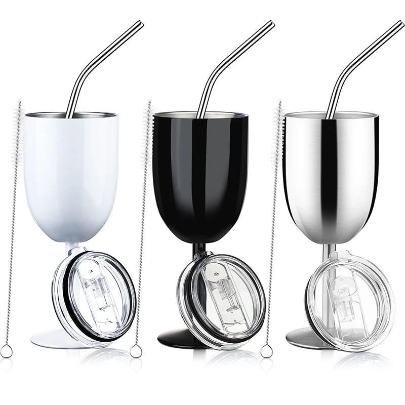 Description Picture 3 of item10oz Double layered Stainless Steel Goblet Red Wine Cocktail Glass U-shaped Metal Tall Champagne Glass Bar Creative Goblet Glass