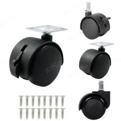 4 Pieces Wheel Furniture Caster Screw/Plate Swivel Castor 1.5/2 inch Wheels Hardware Trolley Table Chair Cabinet with Brake
