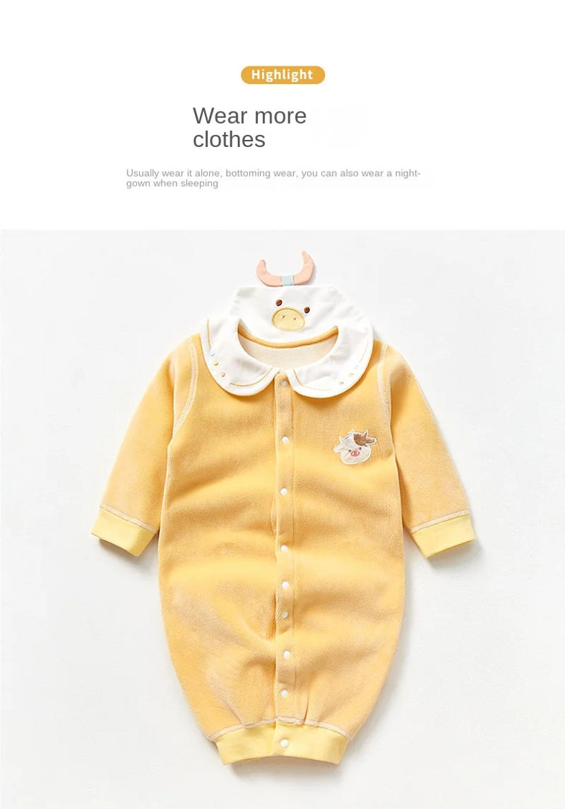 Description Picture 5 of itemBaby Bodysuit Outgoing Warm and Plucked Men's and Women's Autumn Clothing Infant Romper Set Autumn and Winter