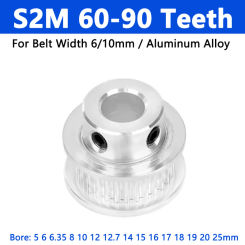 1pc S2M Timing Pulley 60 70 80 90 Teeth Aluminum Alloy Synchronous Wheel For Belt Width 6mm 10mm Bore 5-25mm Pitch 2mm BF Type