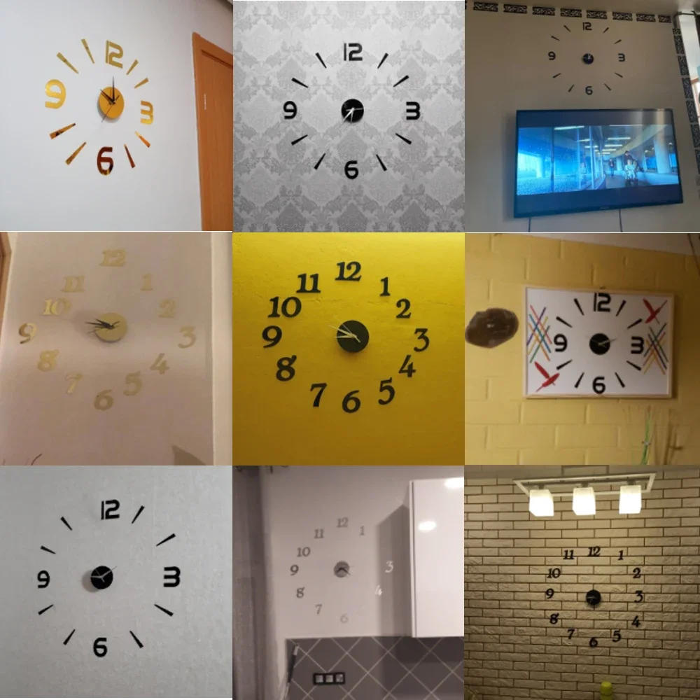 Description Picture 2 of item27inch Nordic Wall Clock Dining Restaurant Cafe Decorative Clocks Acrylic Mirror Wall Sticker Silent Quartz Watch Home Decor