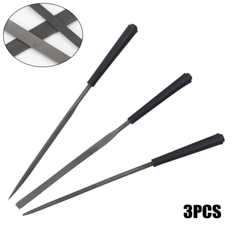 Description Picture 4 of item3pcs Needle File Set Flat Triangle Round File For Polishing Metal Stone Glass Ceramic Wood Carving Craft Files Hand Tool