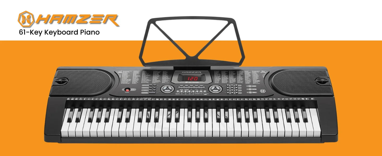 Description Picture 2 of item61-Key Electronic Piano Electric Organ Music Keyboard with Stand, Microphone, & Sticker Sheet - Black