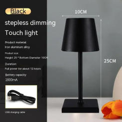 USB Table Lamp Type-C 5200mAh Battery Wireless Rechargeable IP54Waterproof Luxury Bedside Room Decor Led Lights Home Decoration