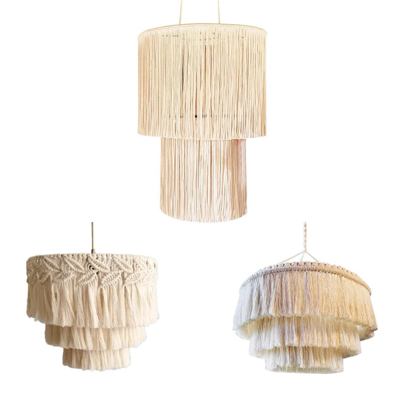 Description Picture 3 of itemModern Macrame Lamp Shade Boho Hanging Light Cover Pendant For Office Bedroom Living Room Decor (Bulb Not Included)