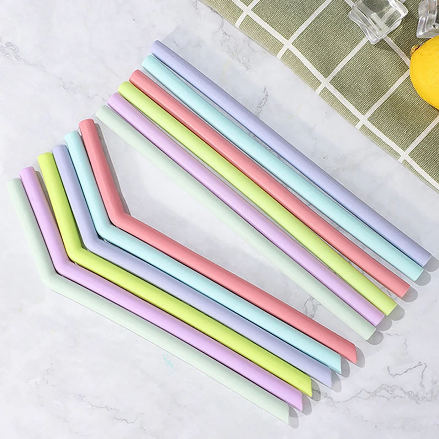 Description Picture 5 of item6Pcs Reusable Food Grade Silicone Straws Straight Bent Multicolor Drinking Straw For Children's Party Bar Accessories