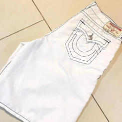 Y2k men Harajuku minimalist white embroidered design denim shorts, Harajuku retro American men and women basketball shorts