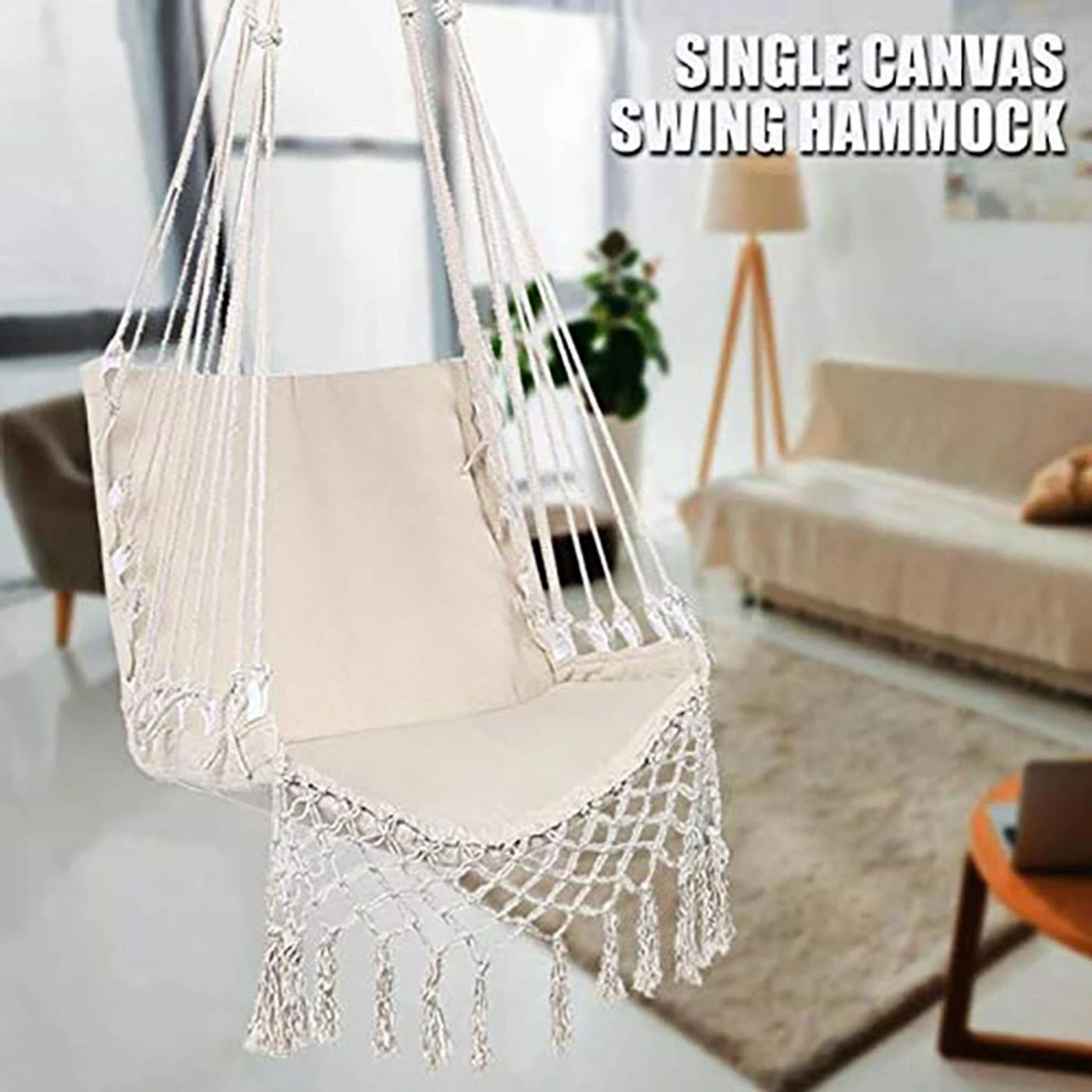 Description Picture 6 of itemSwing Net Chair Hammock Nordic Style Beige Hanging Chair Swing Rope Outdoor Garden Hanging Chair Hammock Adult Outdoor Swing