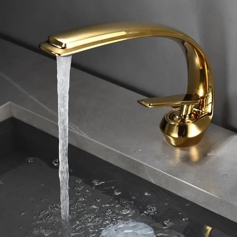 Description Picture 2 of itemBlack Bathroom Faucet Modern  Gold Bathroom Basin Mixer Tap Wash basin Single Handle Hot and Cold Water Tap