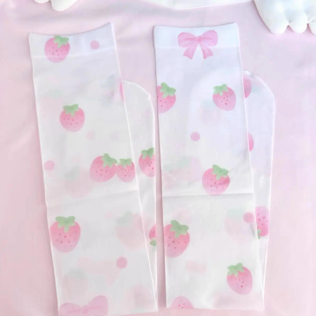 Description Picture 3 of itemJapanese Pink Cartoon Printing Kawaii Cute Sock Women Y2k Aesthetic Long Leg Socks 2025 Summer Harajuku Grunge Knee Length