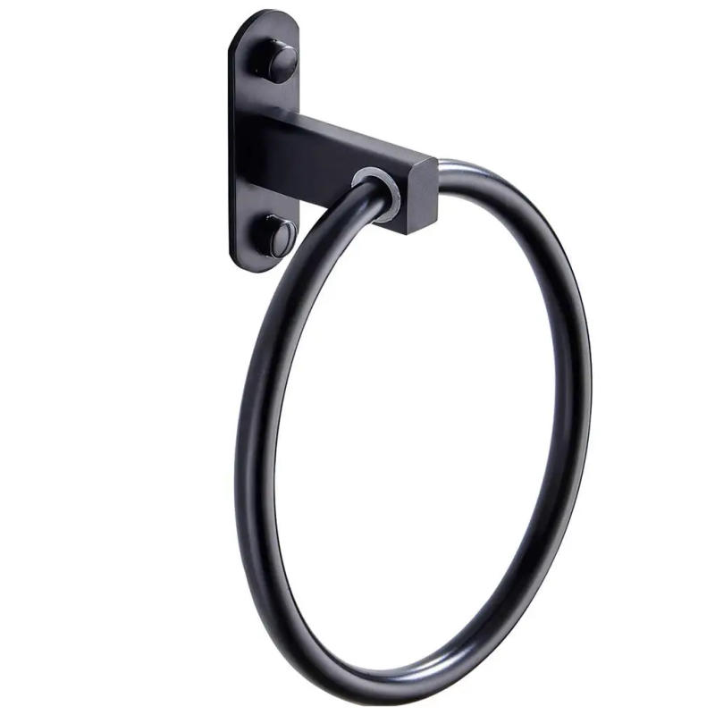 Description Picture 2 of itemPunch-free?Bathroom Towel Ring Black Round Towel Holder Round Towel Hanger for Bathroom Bedroom Dorm