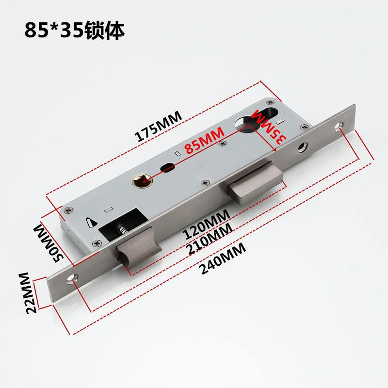 Description Picture 6 of item1 set of thickened stainless steel 85 * 35/30/25/20 series lock plastic steel aluminum alloy flat door lock body Excluding keys