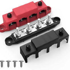 5/16" Power Distribution Block 250A 12V Bus Bar 4 Post Junction Block Automotive Marine Battery Busbar Terminal Block with Cover