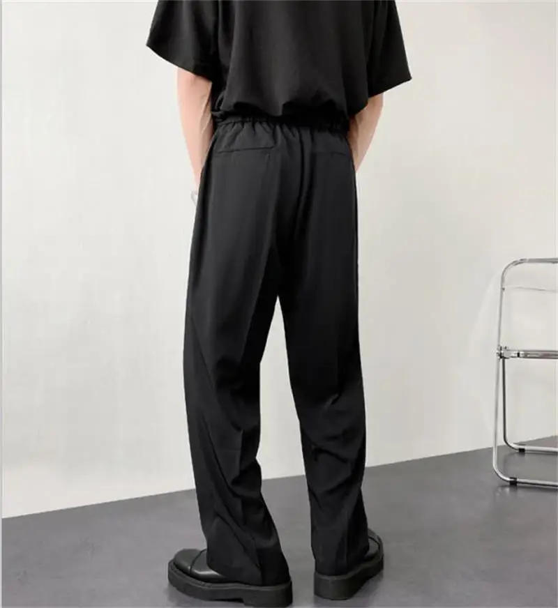 Description Picture 5 of itemMen's straight leg pants spring and autumn new waistband drawstring design dark comfortable casual large size trousers