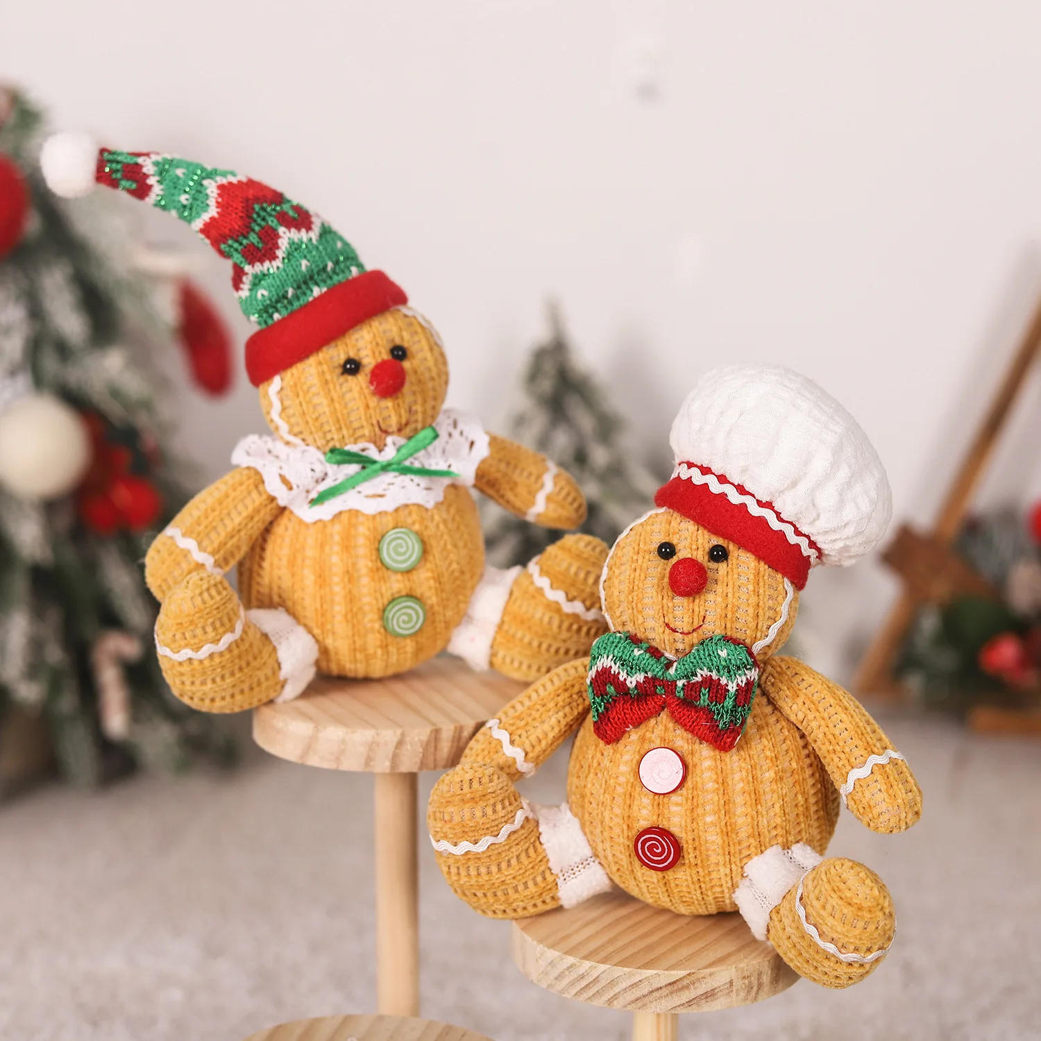 Description Picture 3 of itemChristmas Gingerbread Doll Sitting Posture Cartoon Chef Hat Biscuit Man Pendant Merry Christmas Decor for Home Xmas Ornaments