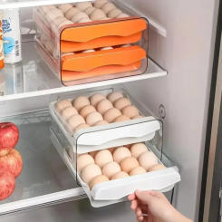 2-Layer Egg Storage Organizer Tray Can Be Stacked Double-layer Shelf Large Capacity 32 Compartments Clear Plastic Egg Holder