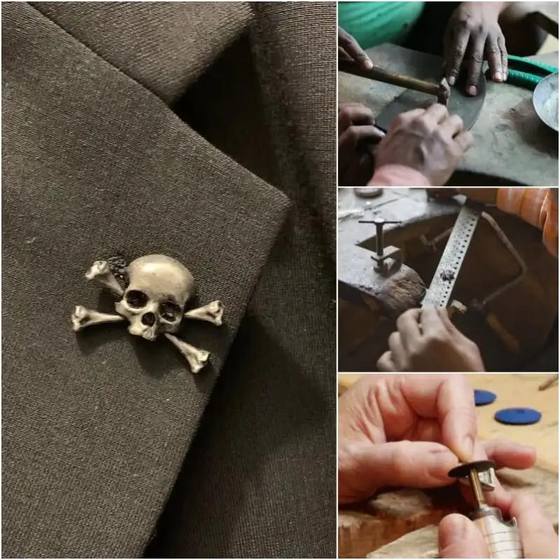 Description Picture 2 of itemVintage Gothic Skull Brooch Halloween Vintage Skull Dagger Badge Brooch Metal Horror Skull Sword Mini Costume Brooch